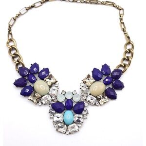 Purple Rhinestone Bib Necklace‎ Floral Statement